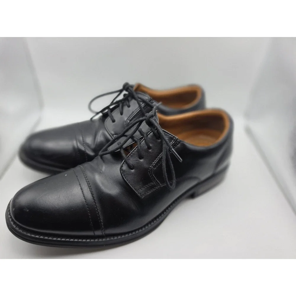 George Mens Black Cap Toe Oxford Dress Shoes Lace Up MNGE22GN002 Size 8.5